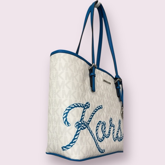 NWT Michael KORS Nautical Jet Set Medium Logo Tote - Picture 4 of 7